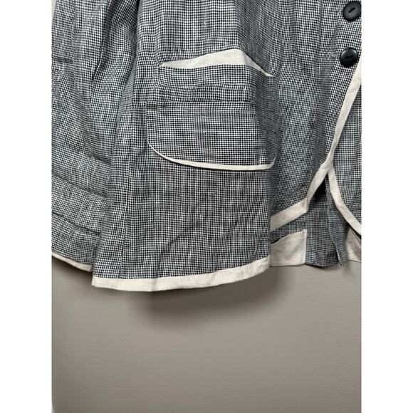 Anny Jacobson Lagenlook Micro Houndstooth Linen Blazer size M - Picture 7 of 10